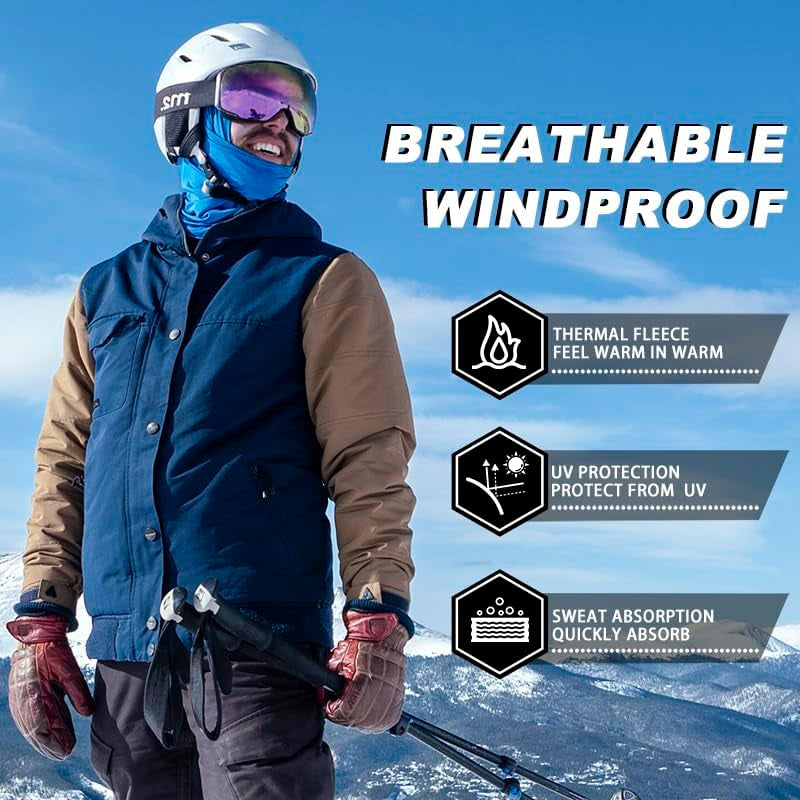 Cagoule Moto Polaire Balaclava Hiver Tour De Cou Homme Femme Coupe-Vent Respirant Thermique Motif/Filtre Masque Pour Vélo Ski Running Snowboard Chaud Sous Casque 9 Couleurs